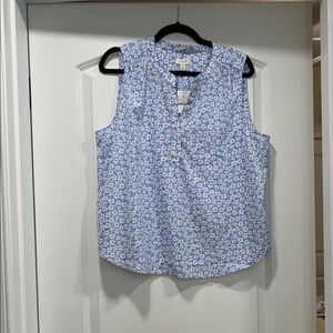 J. Crew Blue Floral Sleeveless Blouse